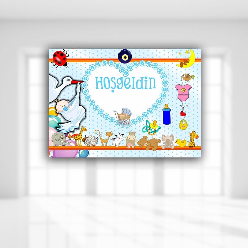 Hoşgeldin Bebek Afiş, 70cm x 50cm - Mavi