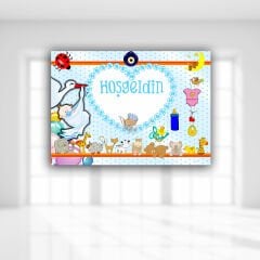 Hoşgeldin Bebek Afiş, 70cm x 50cm - Mavi