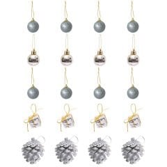 Yılbaşı Ağacı 20 Parça SüSleme Seti - Gümüş