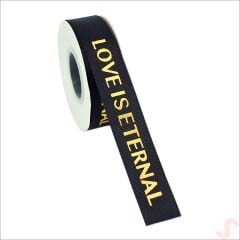 Grogren Kurdele Eternal Altın Baskılı, 2,5cm x 23mt - Siyah