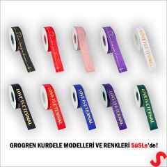 Grogren Kurdele Eternal Altın Baskılı, 2,5cm x 23mt - Kırmızı