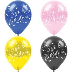 İyi ki Doğdun Çok Renkli Pastel Balon, 30cm x 8 Adet