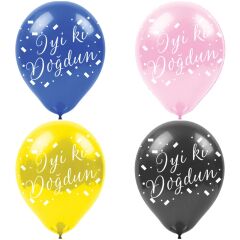 İyi ki Doğdun Çok Renkli Pastel Balon, 30cm x 8 Adet