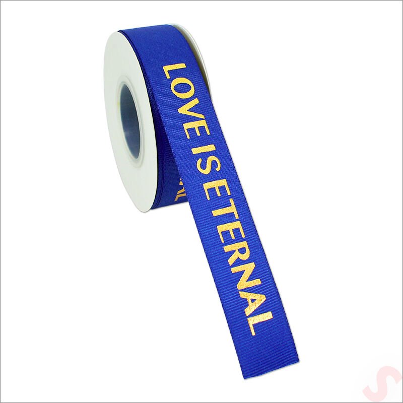 Grogren Kurdele Eternal Altın Baskılı, 2,5cm x 23mt - Koyu Mavi