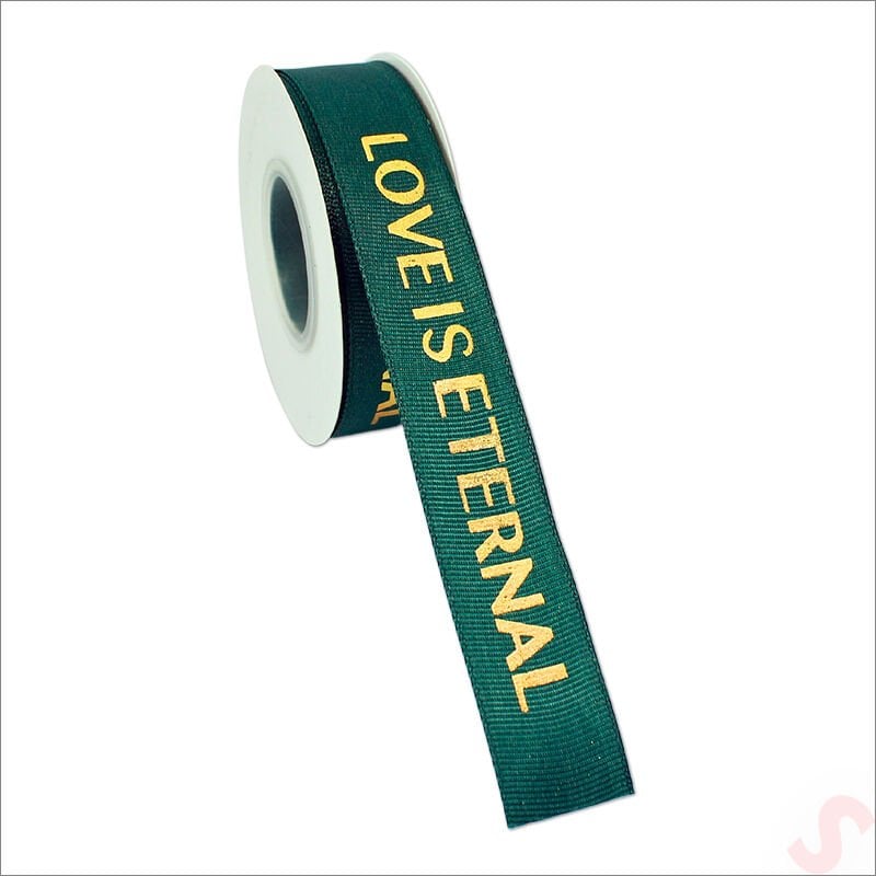 Grogren Kurdele Eternal Altın Baskılı, 2,5cm x 23mt - Yeşil