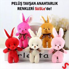 Pelüş Tavşan Anahtarlık, 15 cm x 8 cm - Kahve