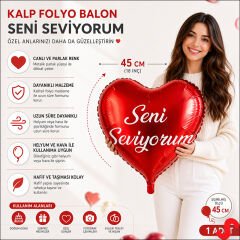 Seni Seviyorum Kalp Folyo Balon - 45cm