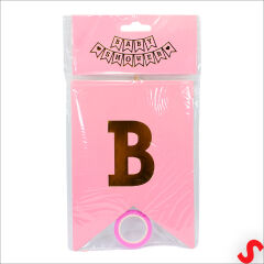 Baby Shower Altın Baskılı Bayrak Flama, 2 mt - Pembe