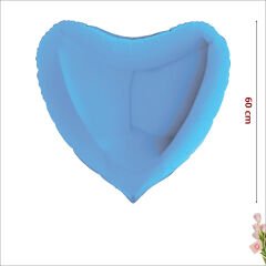 Kalp Folyo Balon, 60cm - Mavi