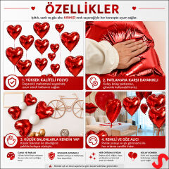 Kalp Folyo Balon, 60cm - Kırmızı