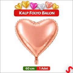 Kalp Folyo Balon, 60cm - Rose Gold