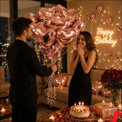 Kalp Folyo Balon, 60cm - Rose Gold