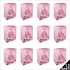 Karton Çanta, Etek Model Pembe 23 x 18 x 10 cm - 12 Adet