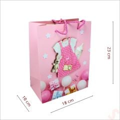 Karton Çanta, Etek Model Pembe 23 x 18 x 10 cm - 12 Adet