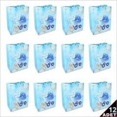 Karton Çanta, Puset Model Mavi 23 x 18 x 10 cm - 12 Adet