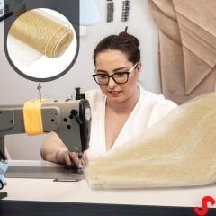 Simli Örgü File Rulo Tül, 75 cm x 7,3 mt - Altın