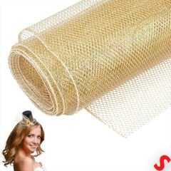 Simli Örgü File Rulo Tül, 75 cm x 7,3 mt - Altın