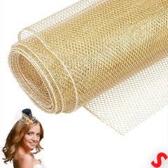 Simli Örgü File Rulo Tül, 75 cm x 7,3 mt - Altın