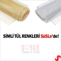 Simli Örgü File Rulo Tül, 75 cm x 7,3 mt - Altın