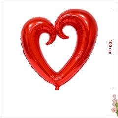 İçi Boş Kalp Folyo Balon, 100cm - Kırmızı