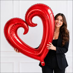 İçi Boş Kalp Folyo Balon, 100 cm - Kırmızı