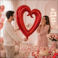 İçi Boş Kalp Folyo Balon, 100 cm - Kırmızı