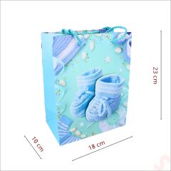 Karton Çanta, Patik Model Mavi 23 x 18 x 10 cm - 12 Adet