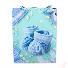 Karton Çanta, Patik Model Mavi 23 x 18 x 10 cm - 12 Adet