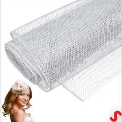 Simli Örgü File Rulo Tül, 75 cm x 7,3 mt - Gümüş