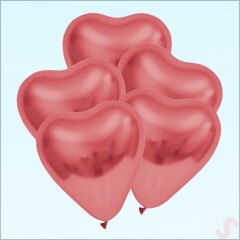 Krom Kalp Balon, Gül Kurusu - 30cm x 5 Adet