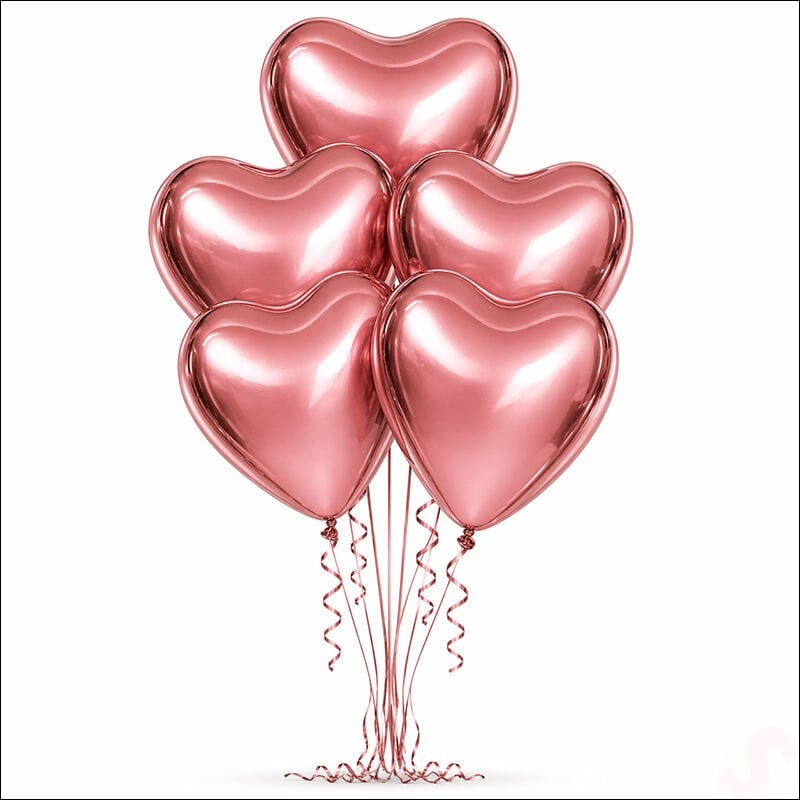Krom Kalp Balon, Gül Kurusu - 30cm x 5 Adet