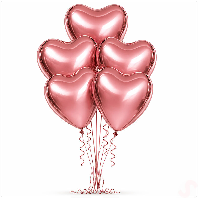 Krom Kalp Balon, Gül Kurusu - 30cm x 5 Adet