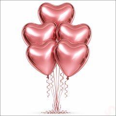 Krom Kalp Balon, Gül Kurusu - 30cm x 5 Adet