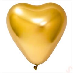 Krom Kalp Balon, Altın - 30cm x 5 Adet