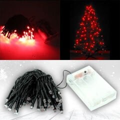 Pilli ve Animasyonlu 50 Led x 5 mt - Kırmızı Led Işık