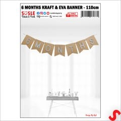 6 Months Simli Evalı Kraft Banner, 110cm x 17cm - Gümüş