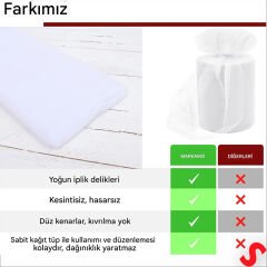 SüSLeme Tülü Grek Tül Rulo, 66 cm x 10 mt - Beyaz