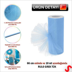 SüSLeme Tülü Grek Tül Rulo, 66 cm x 10 mt - Mavi