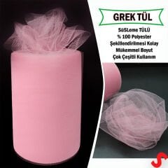 SüSLeme Tülü Grek Tül Rulo, 66 cm x 10 mt - Pembe