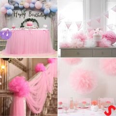 SüSLeme Tülü Grek Tül Rulo, 66 cm x 10 mt - Pembe