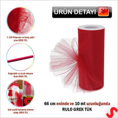 SüSLeme Tülü Grek Tül Rulo, 66 cm x 10 mt - Kırmızı