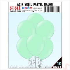 Açık Yeşil Pastel Balon, 30cm x 10 Adet