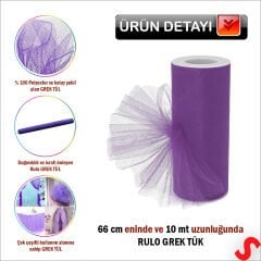 SüSLeme Tülü Grek Tül Rulo, 66 cm x 10 mt - Mor