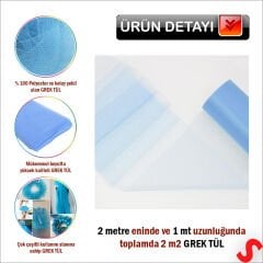 SüSLeme Tülü Grek Tül, 2 mt en x 1 mt uzunluk - Mavi