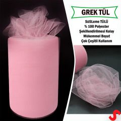 SüSLeme Tülü Grek Tül, 2 mt en x 1 mt uzunluk - Pembe