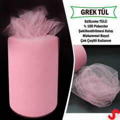SüSLeme Tülü Grek Tül, 2 mt en x 1 mt uzunluk - Pembe