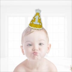 1 Yaş Simli Eva Külah Şapka - Altın