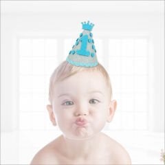 1 Yaş Simli Eva Külah Şapka - Gümüş