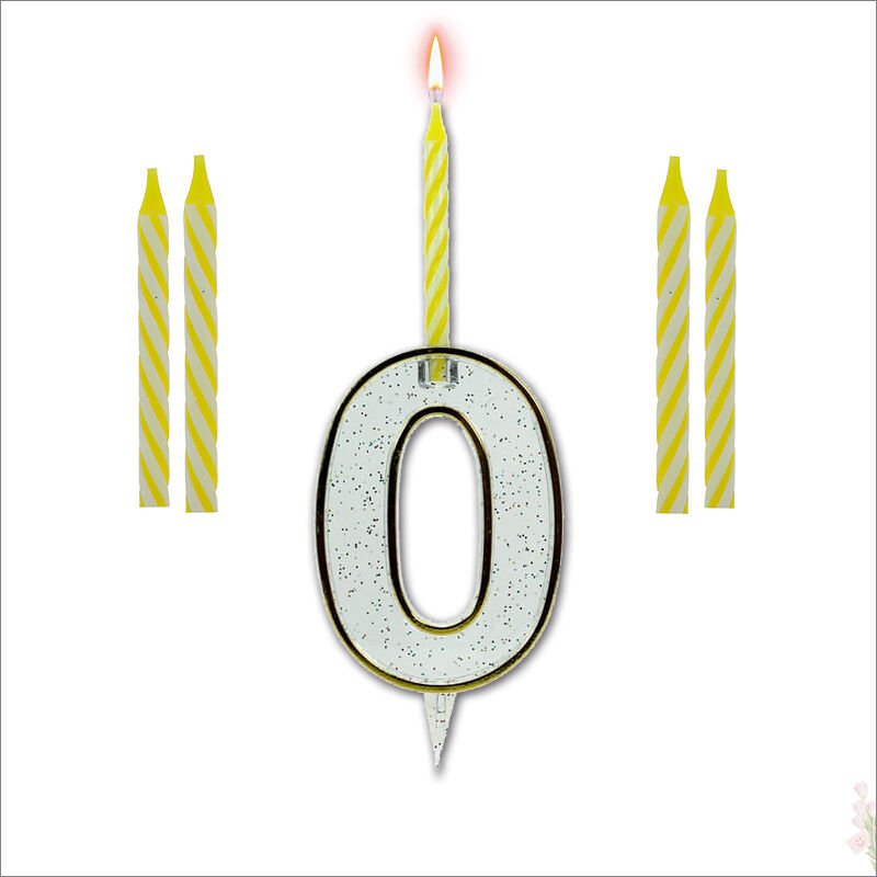 0 Rakam Şeffaf Mumluk ve 4 adet MuM