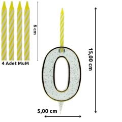 0 Rakam Şeffaf Mumluk ve 4 adet MuM